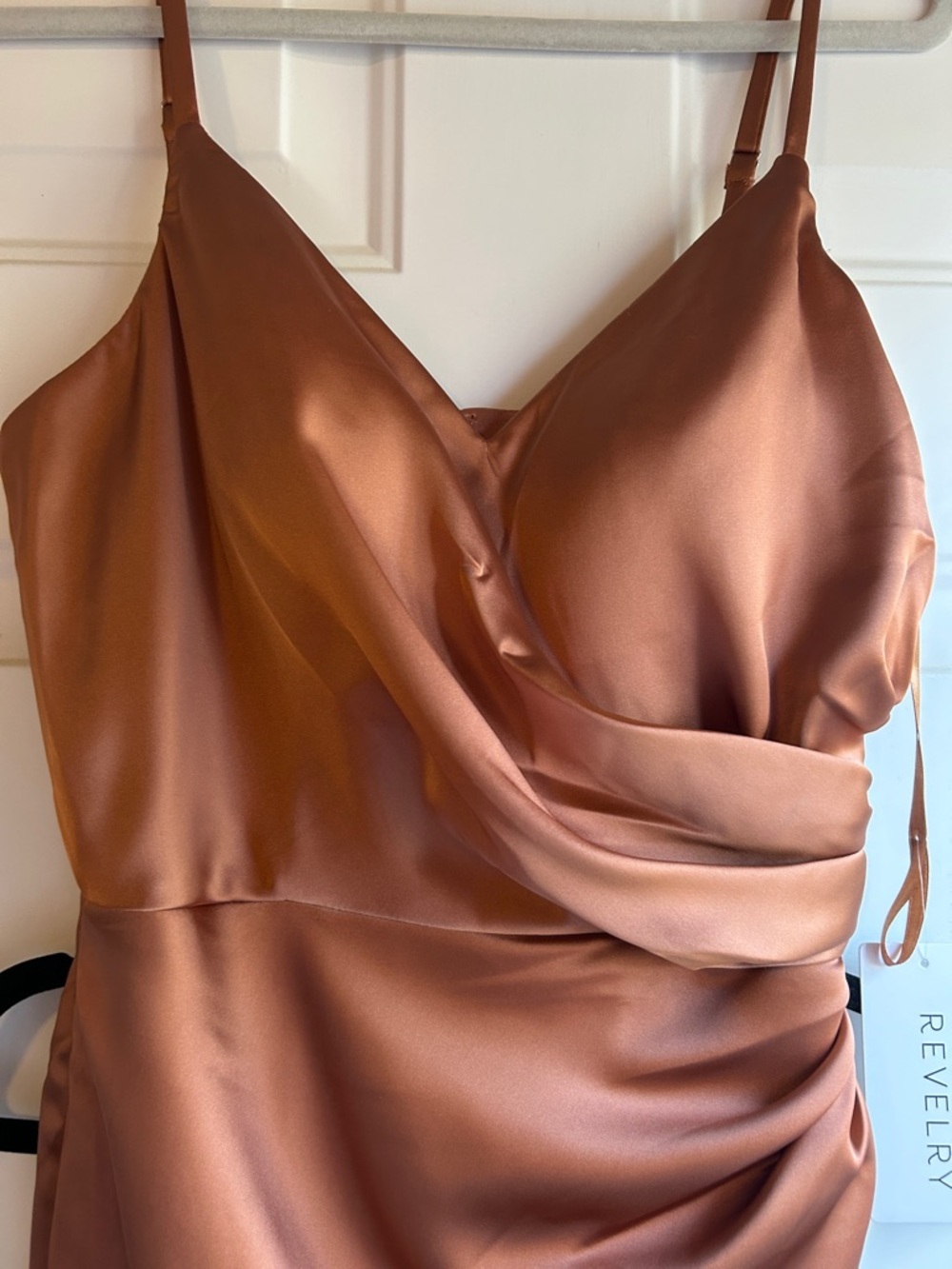 Revelry Copper Satin Dress Size 10 NWT Rory Formal Prom Bridesmaid Maxi Cowl - Picture 9 of 13